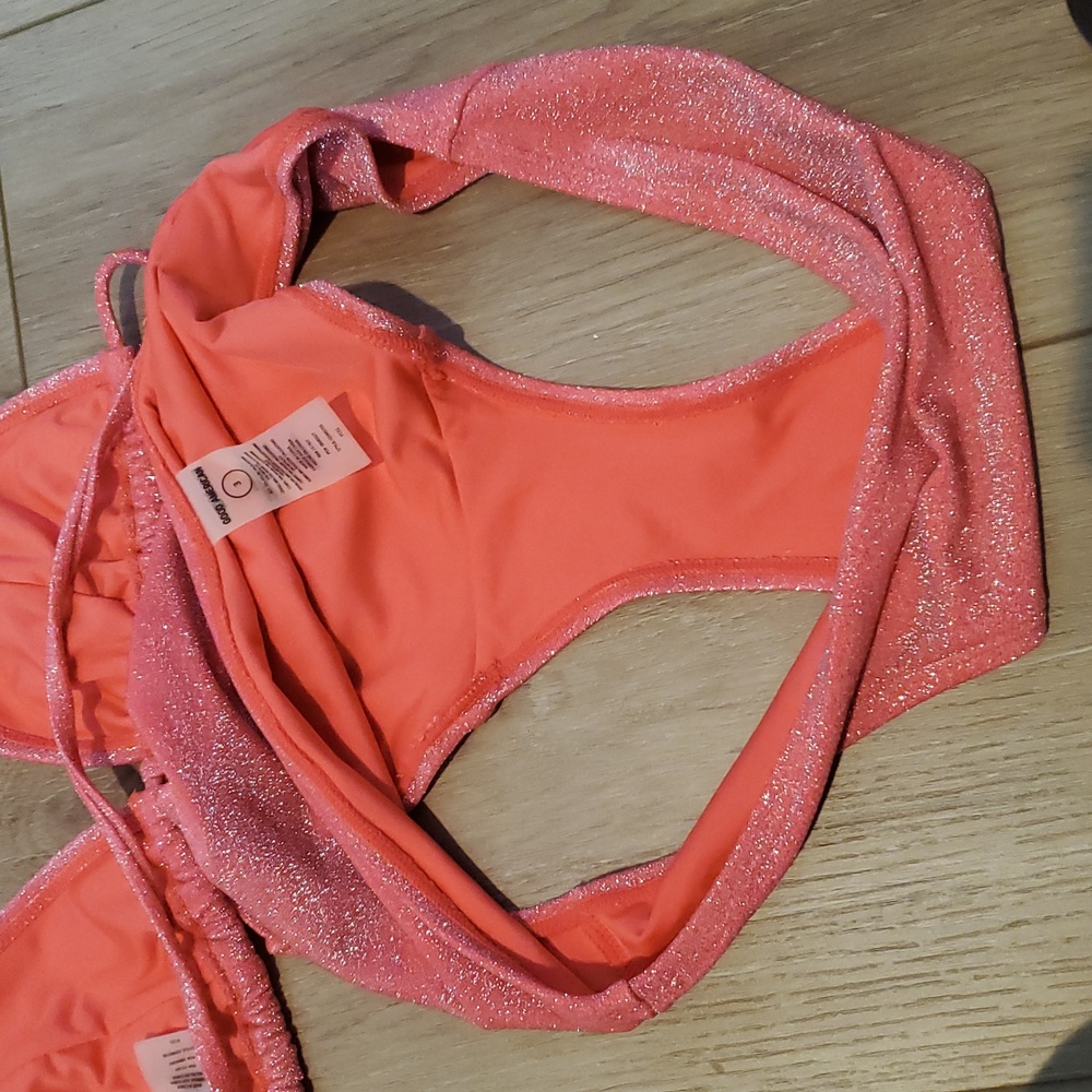 Good American Sparkle Coral Swim 3 Piece BUNDLE - Picture 8 of 12
